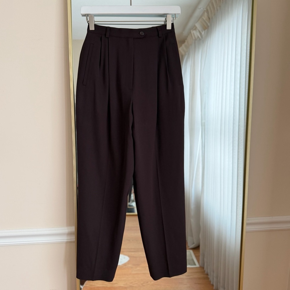 Austin Reed 100% wool High-Waist Tailored Trousers - Dark Brown